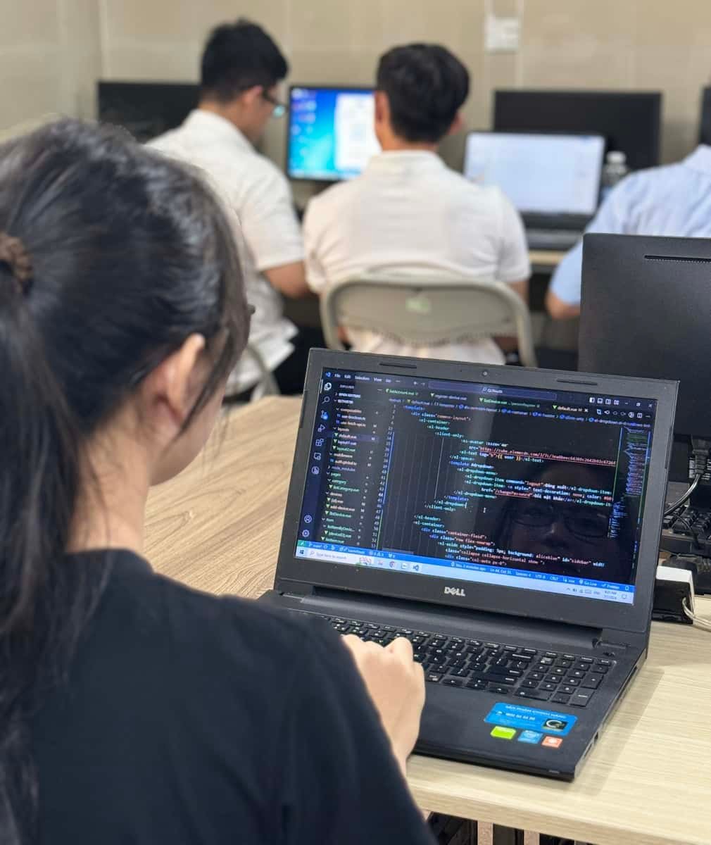 Students learning web development